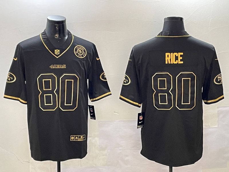 Men San Francisco 49ers 80 Rice Black Gold Throwback 2024 Nike Limited NFL Jersey style 3